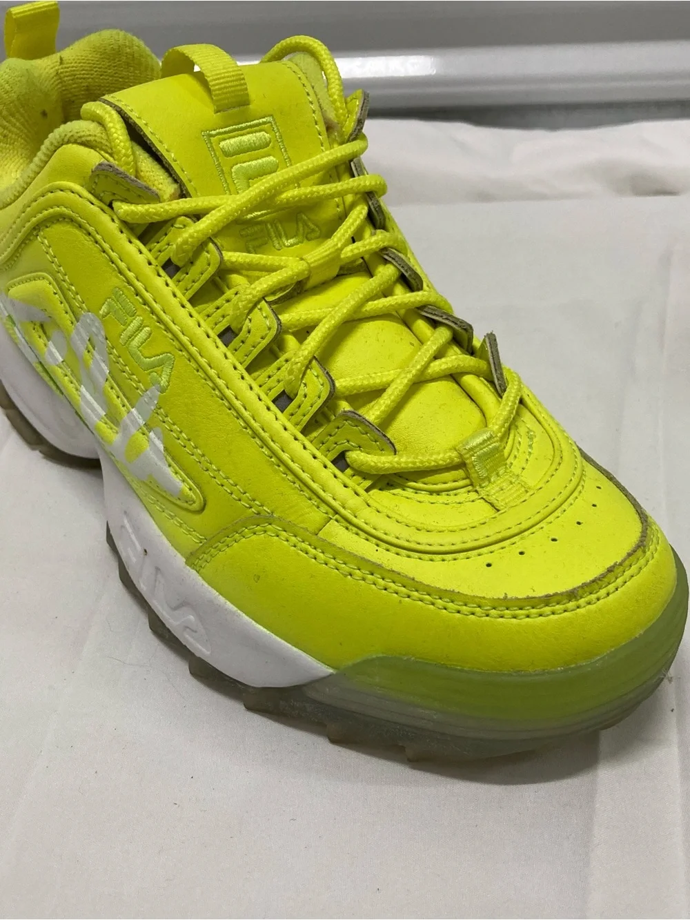 Fila Disruptor 2 Script in ‘safety yellow’ colorway